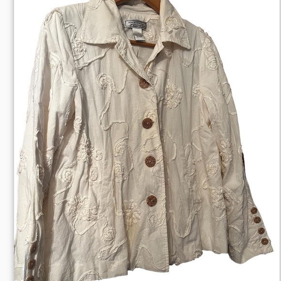 SIMONTON SAYS Ivory Embellished Long Sleeve Jacket‎ Sz S Women - Picture 2 of 6